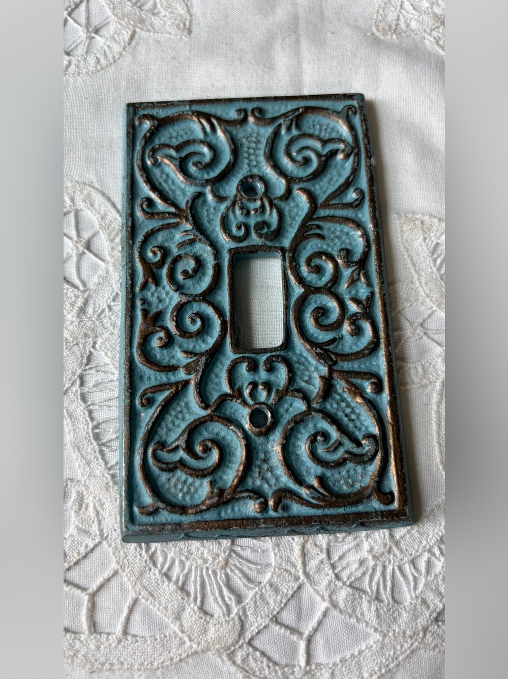Blue metal light switch plate cover